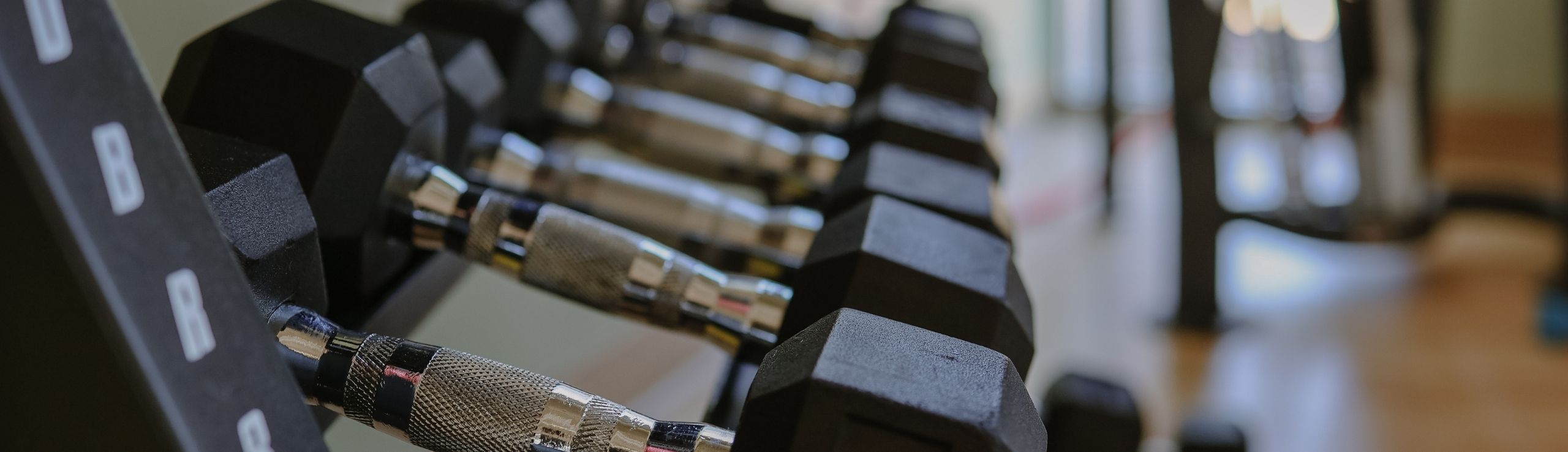 Dumbbells in the Hegg Wellness Center group fitness room in Rock Valley, IA